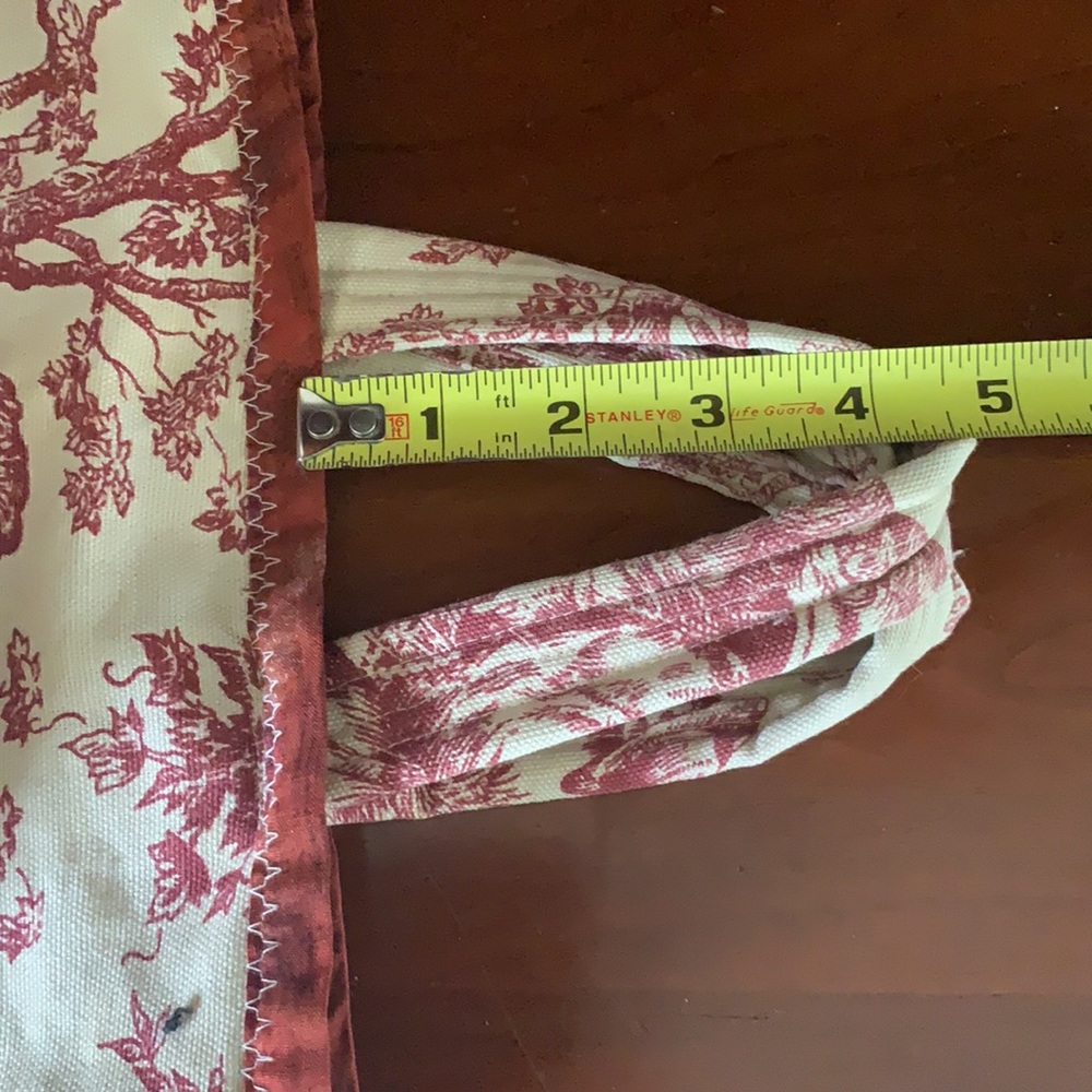 Red Toile Fabric small bucket bag - Picture 9 of 12